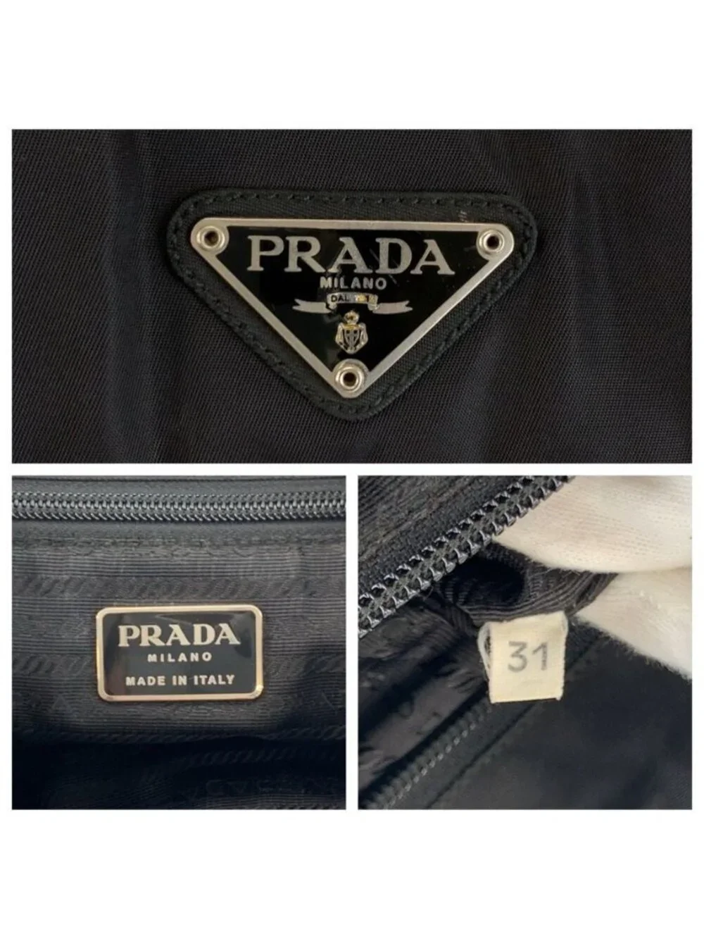 Prada Tessuto Black Silver Nylon Backpack